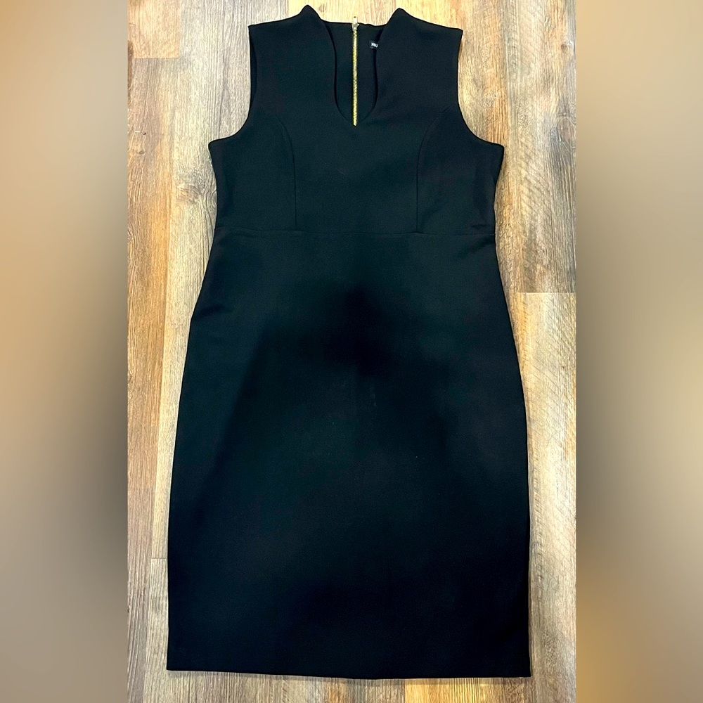 Nina Leonard U-Neck Midi Sheath Dress Size L